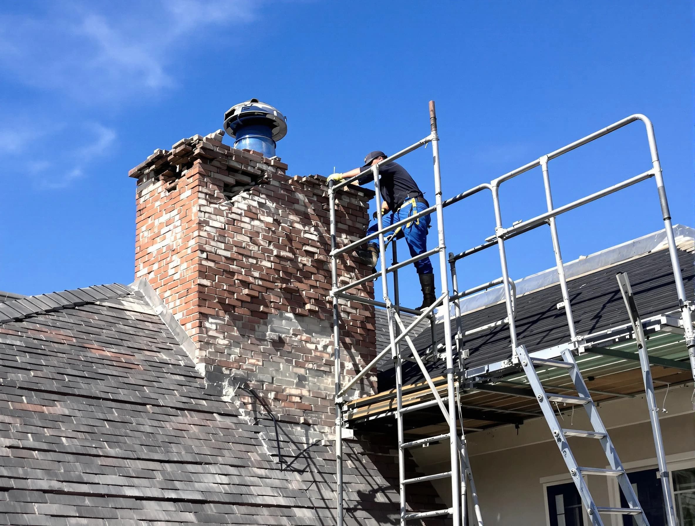Rebuilding a chimney structure by Oklahoma City Chimney Sweep in Oklahoma City, OK