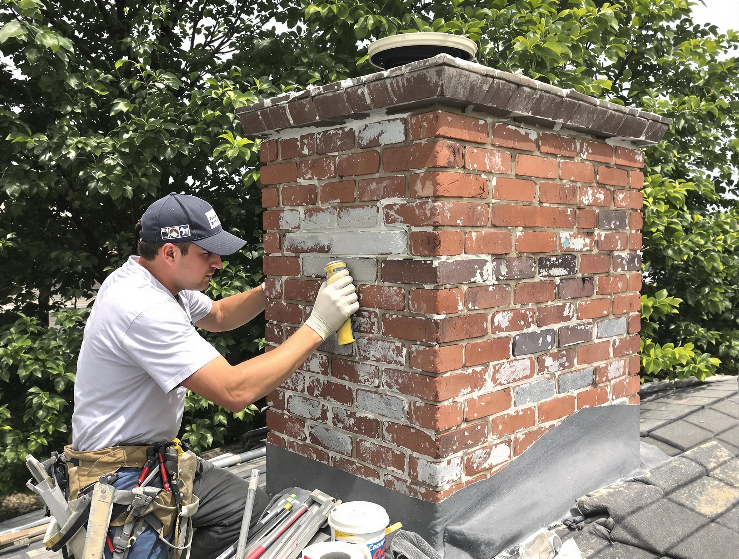 Oklahoma City Chimney Sweep restoring an aging chimney in Oklahoma City, OK