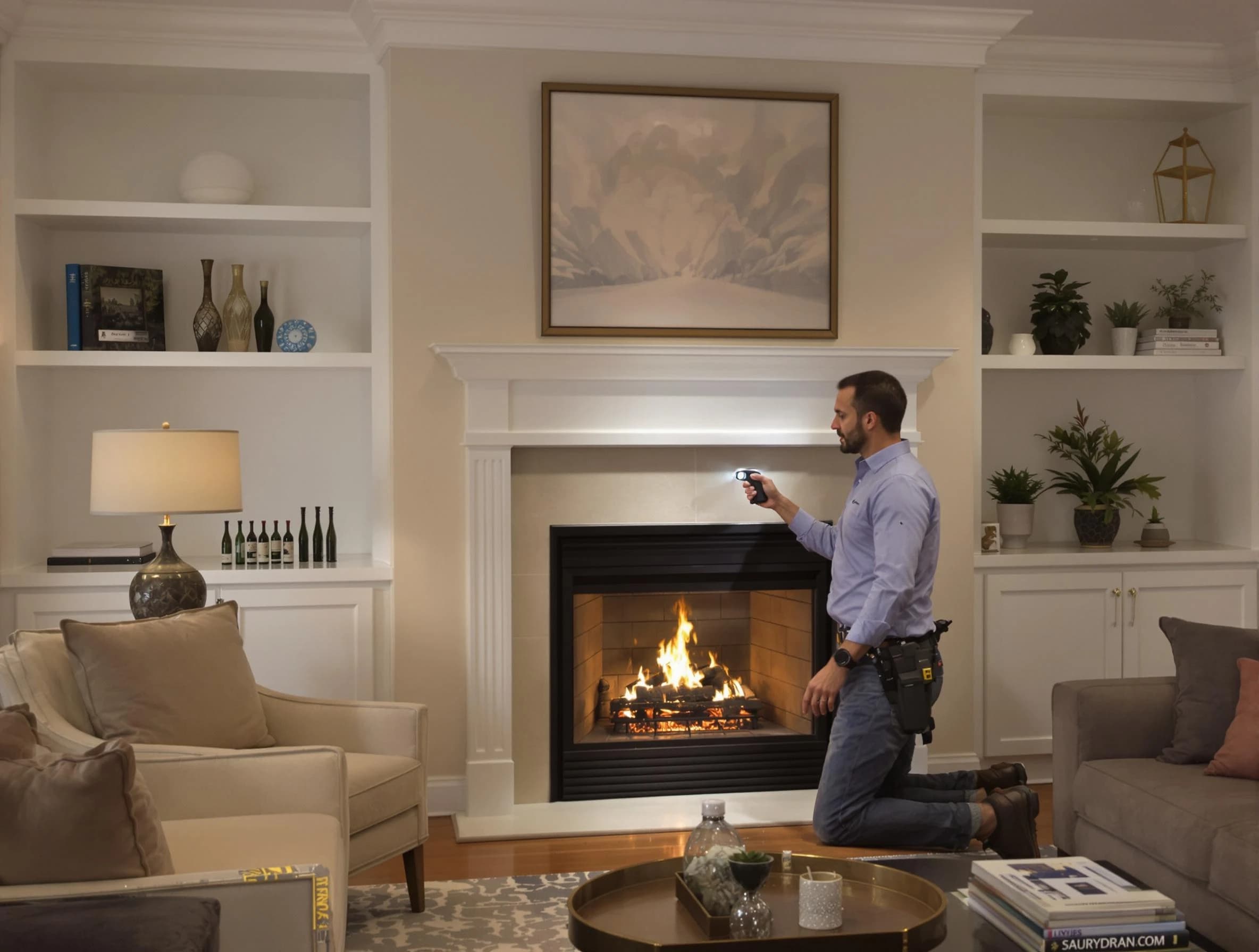 Oklahoma City Chimney Sweep conducting a fireplace safety inspection in Oklahoma City, OK