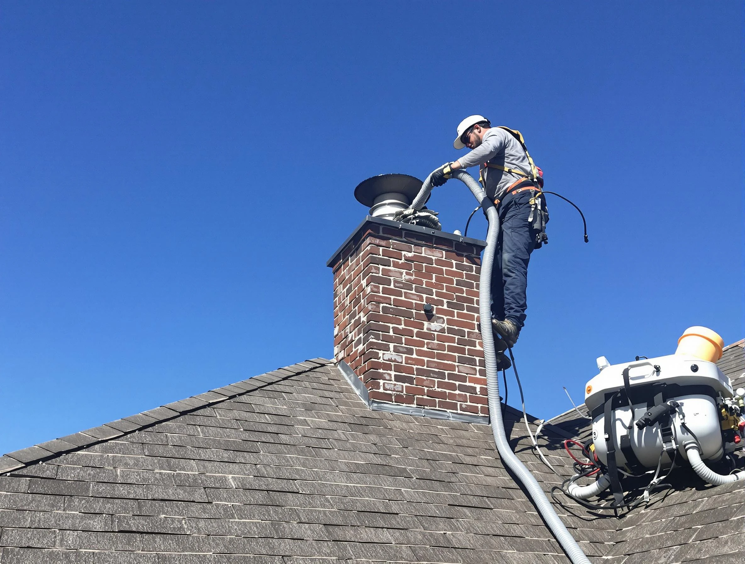 Dedicated Oklahoma City Chimney Sweep team member cleaning a chimney in Oklahoma City, OK