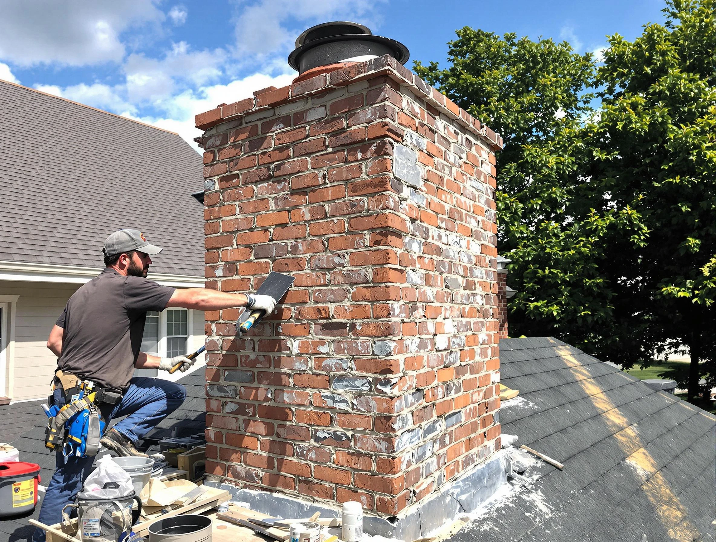 Completed chimney rebuild by Oklahoma City Chimney Sweep in Oklahoma City, OK