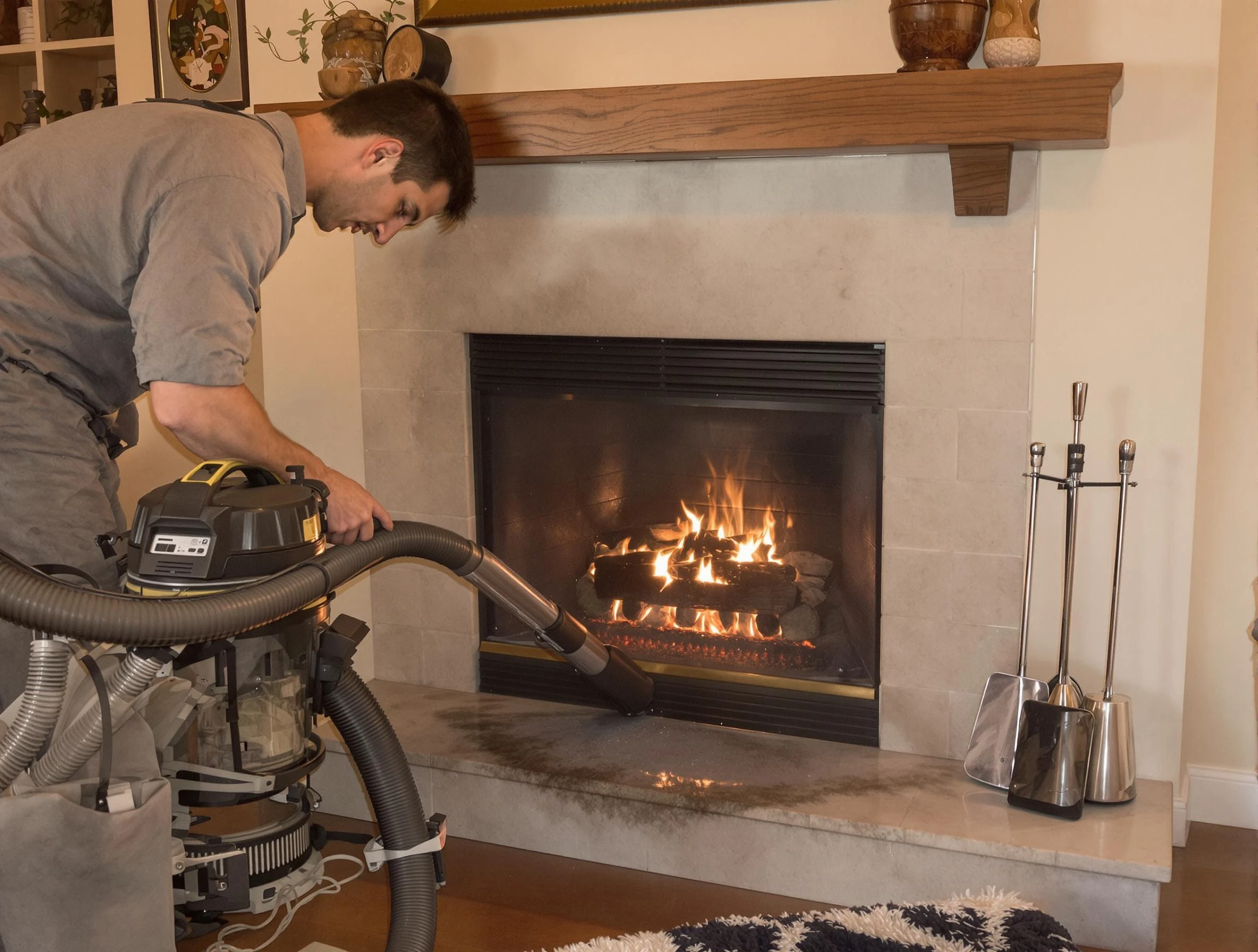 Routine fireplace upkeep by Oklahoma City Chimney Sweep in Oklahoma City, OK