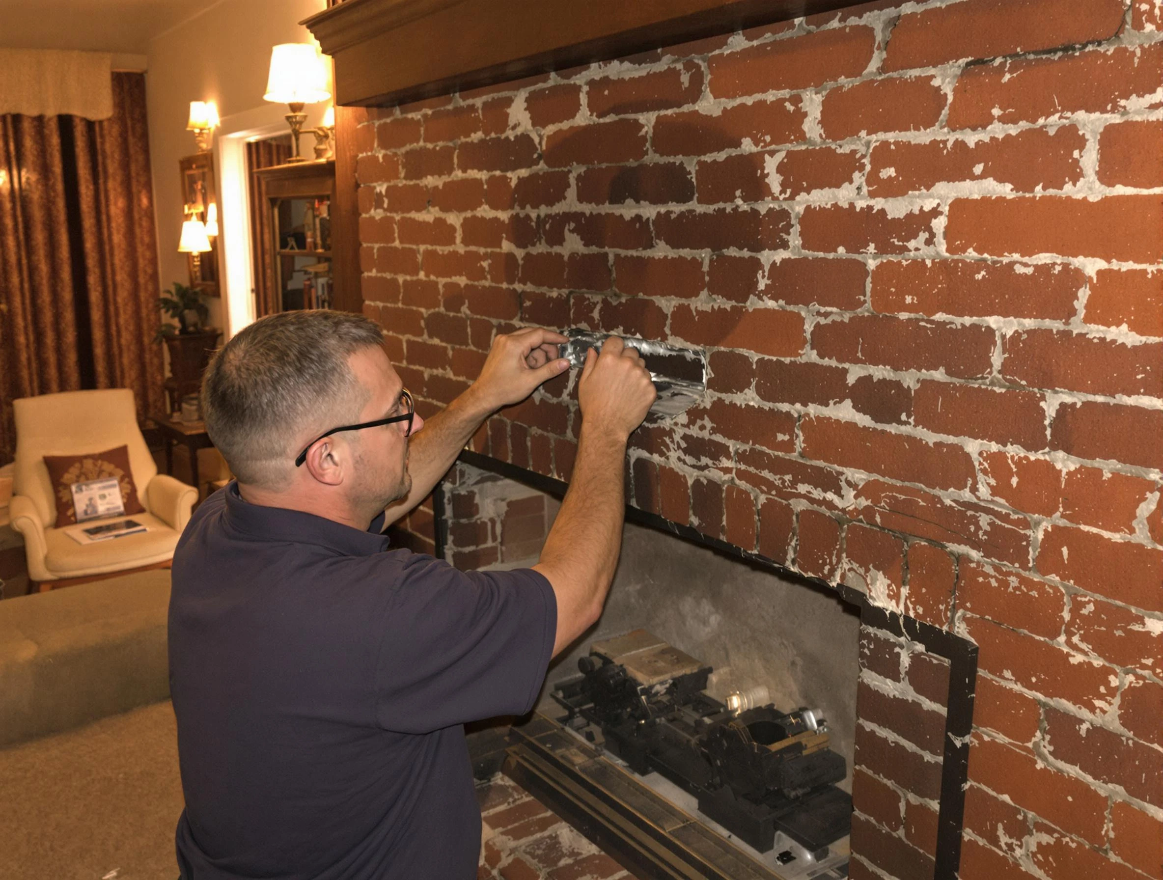Oklahoma City Chimney Sweep expert fixing a fireplace in Oklahoma City, OK